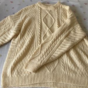 Dazy Cable Knit Drop Shoulder Medium Apricot/Cream Sweater